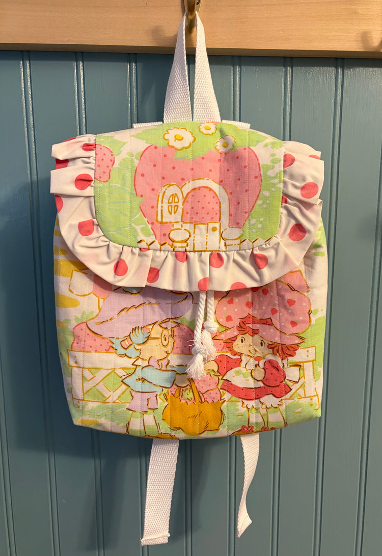 OOAK Strawberry Shortcake Quilted Mini Backpack