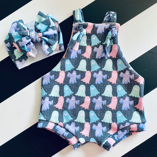 Pastel Ghosts Shortie Overalls